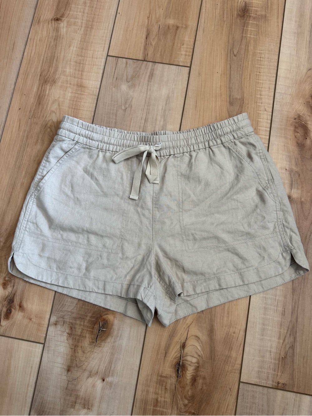 J. Crew Beige Drawstring Linen Blend Shorts